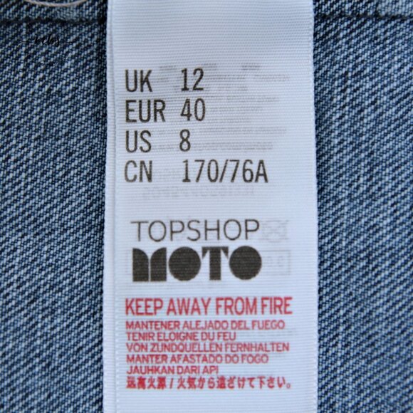 Topshop Moto Cutoff Distressed Pockets Frayed Hem Cotton Denim Mini Skirt - Picture 8 of 10